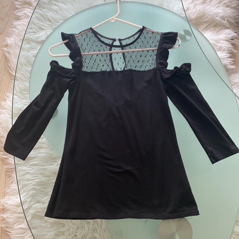 Express Open Shoulder Ruffle Sheer Top - Size XS